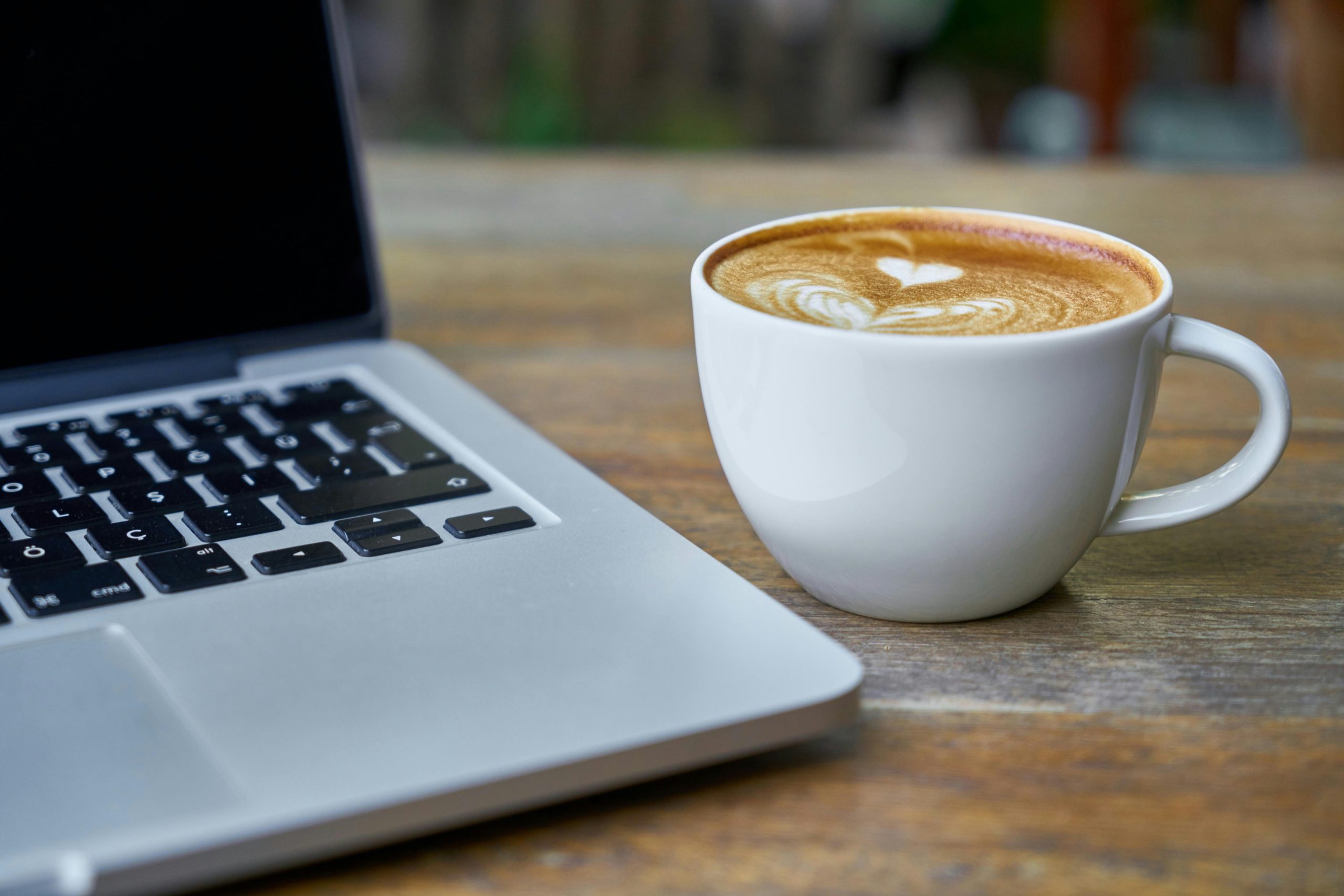 Photo by Pixabay: https://www.pexels.com/photo/teacup-of-latte-beside-macbook-pro-414628/